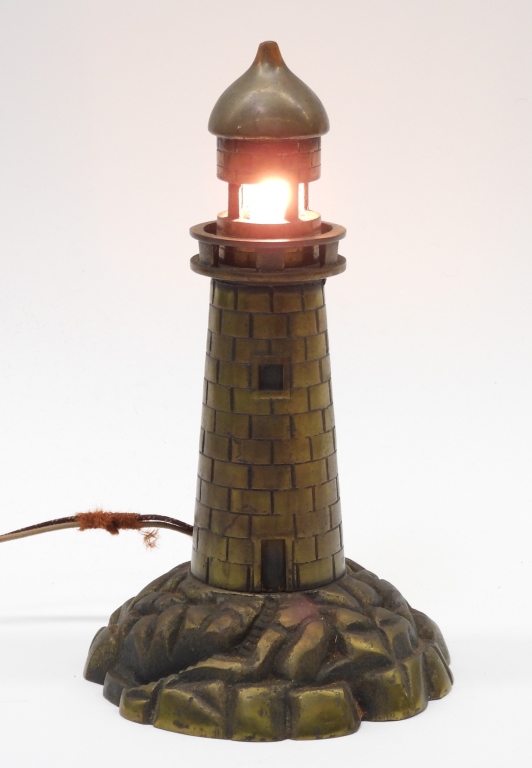 FIGURAL BRONZE LIGHTHOUSE LAMP United