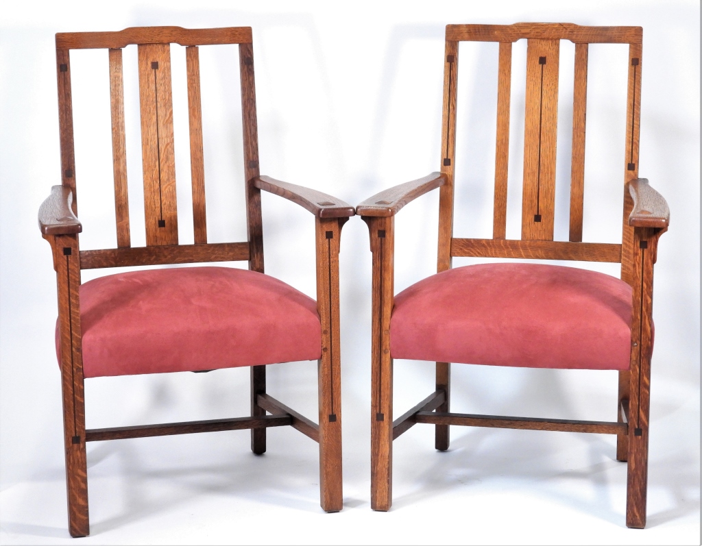 PR LIMBERT INLAY MISSION OAK ARM CHAIRS