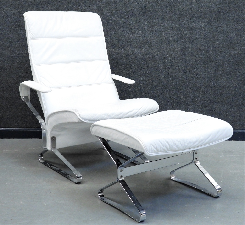 2PC EAMES STYLE WHITE LEATHER CHAIR 2f93cc