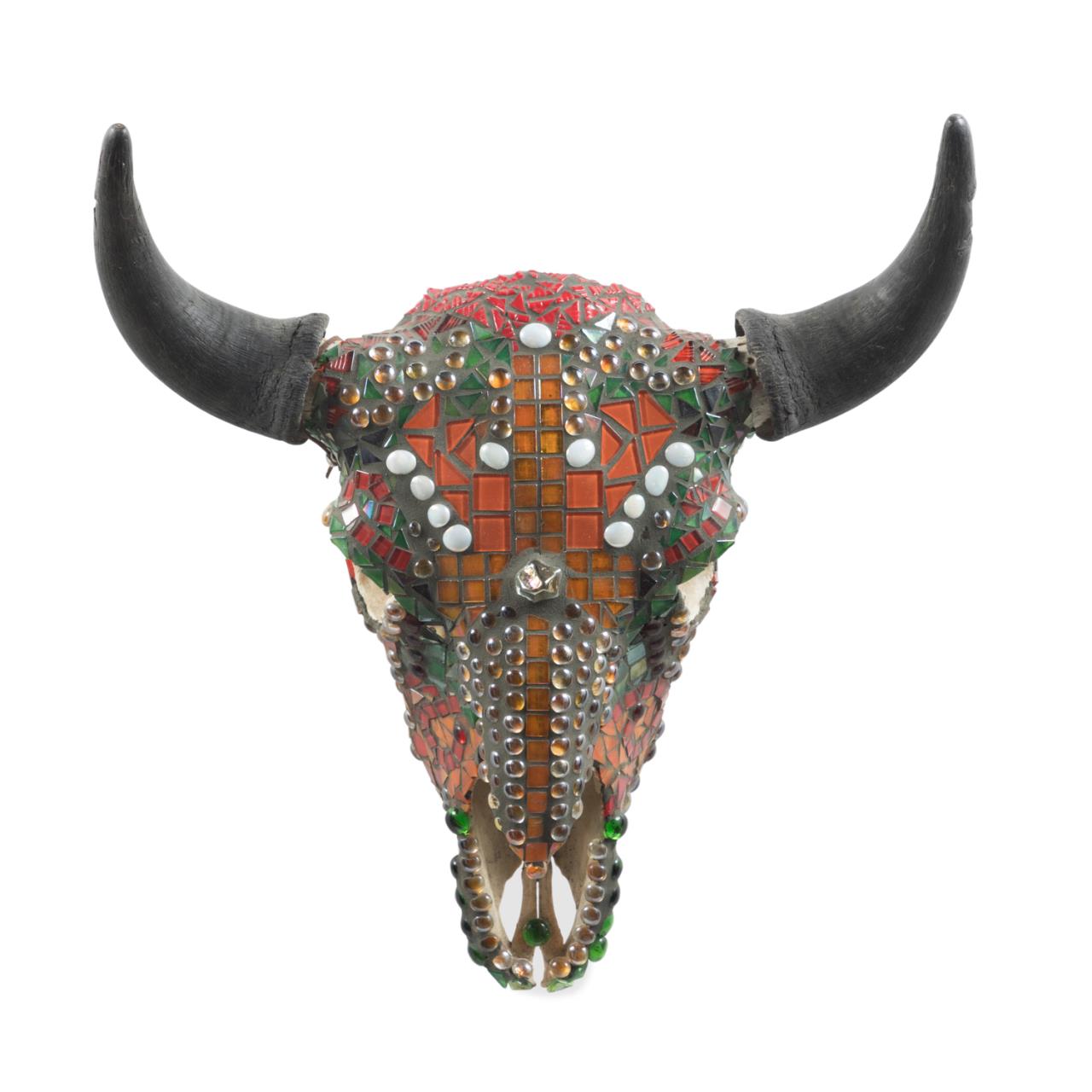 NATIVE AMERICAN MOSAIC DECORATED BISON