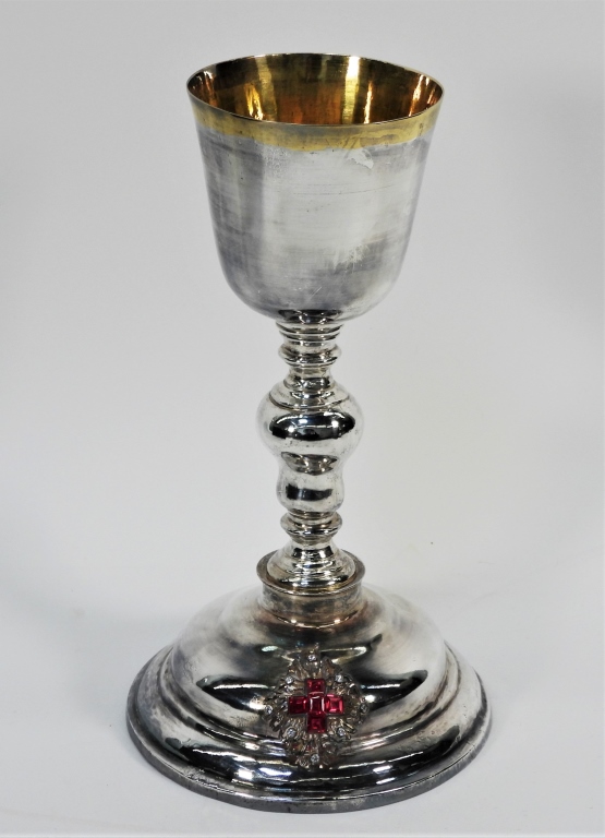  833 SILVER RUBY RELIGIOUS CHALICE 2f9408