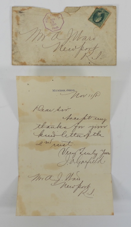 SIGNED JAMES A. GARFIELD LETTER