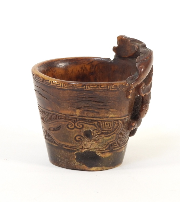 CHINESE MING DYNASTY CARVED HORN LIBATION