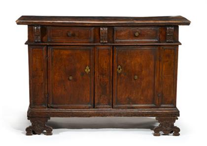 Italian carved walnut credenza