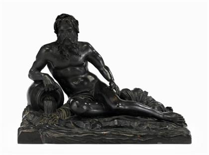 French bronze figure of river god  