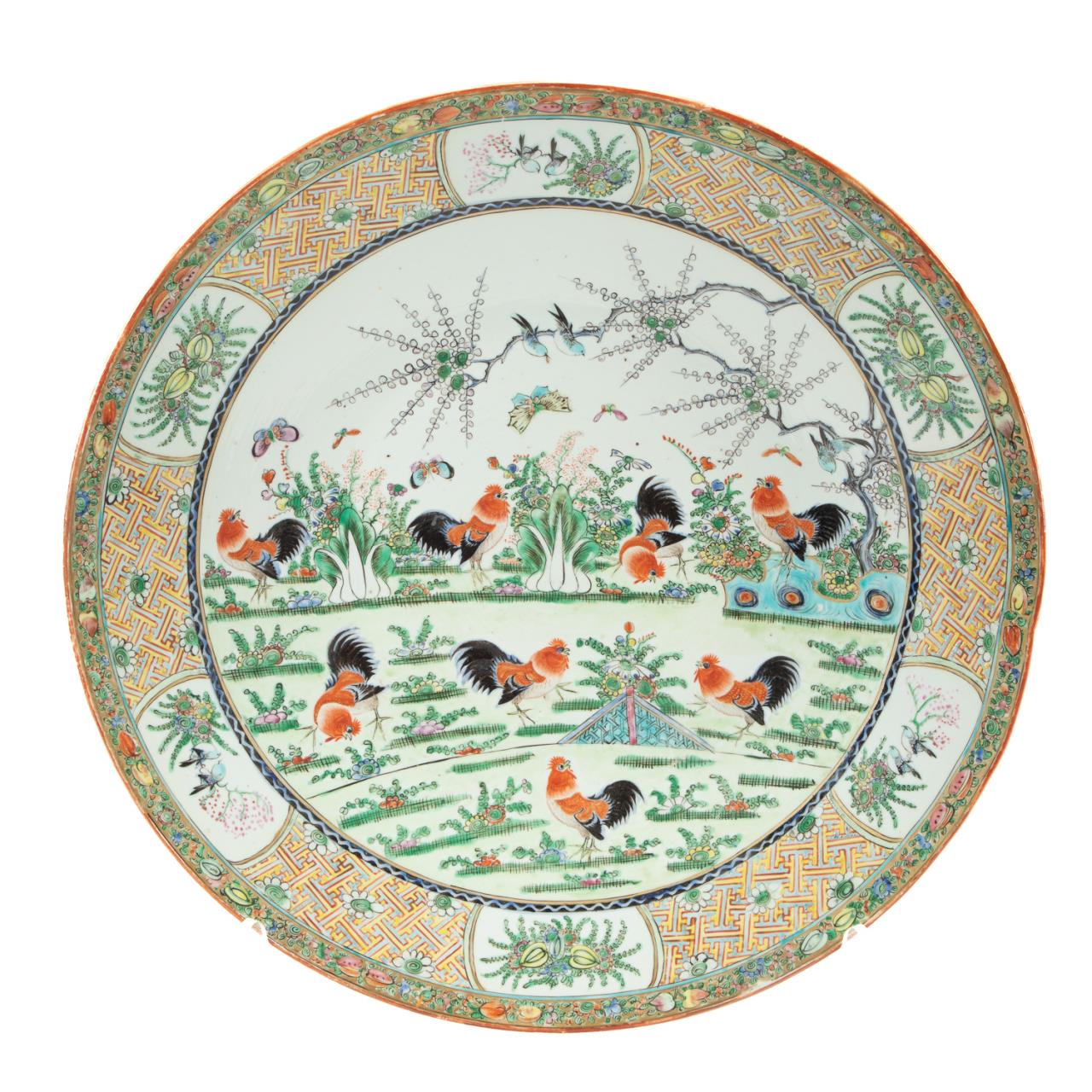 CHINESE FAMILLE VERTE ROOSTER CHARGER