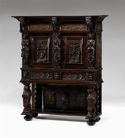 Flemish carved oak cabinet on stand 4c220