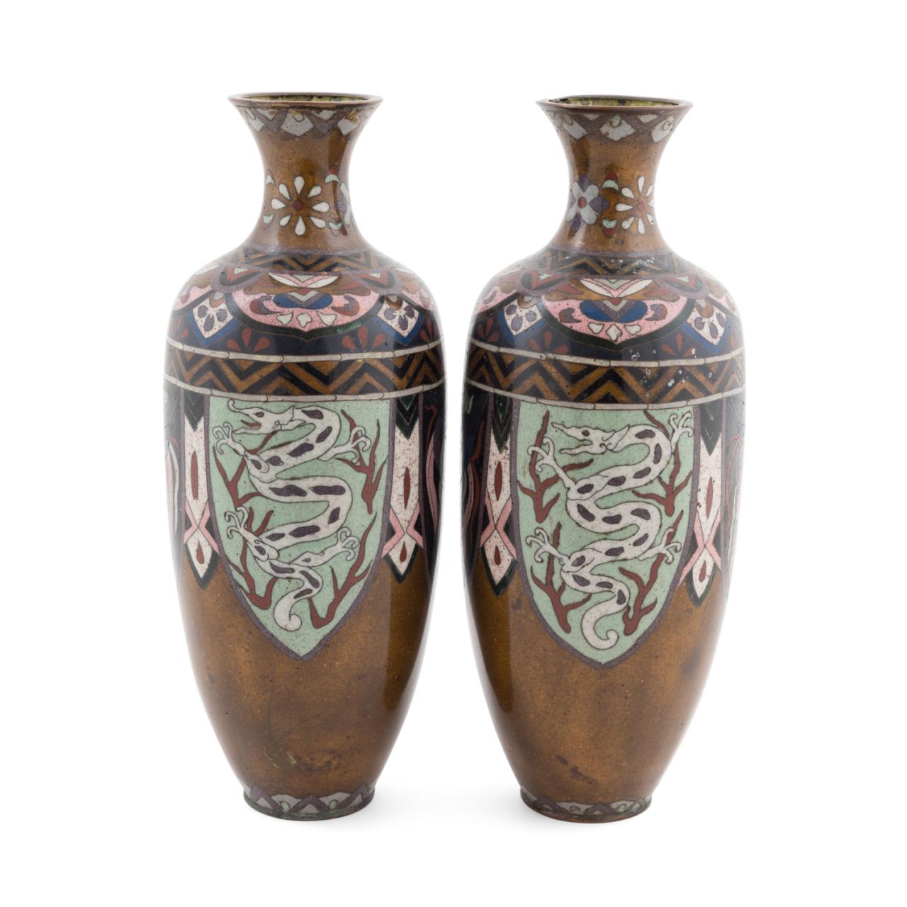 PAIR JAPANESE CLOISONNE PHOENIX