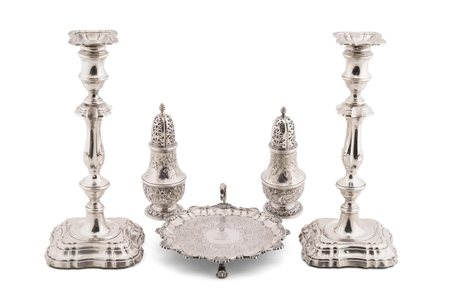 FIVE ENGLISH STERLING SILVER TABLE 2f9619