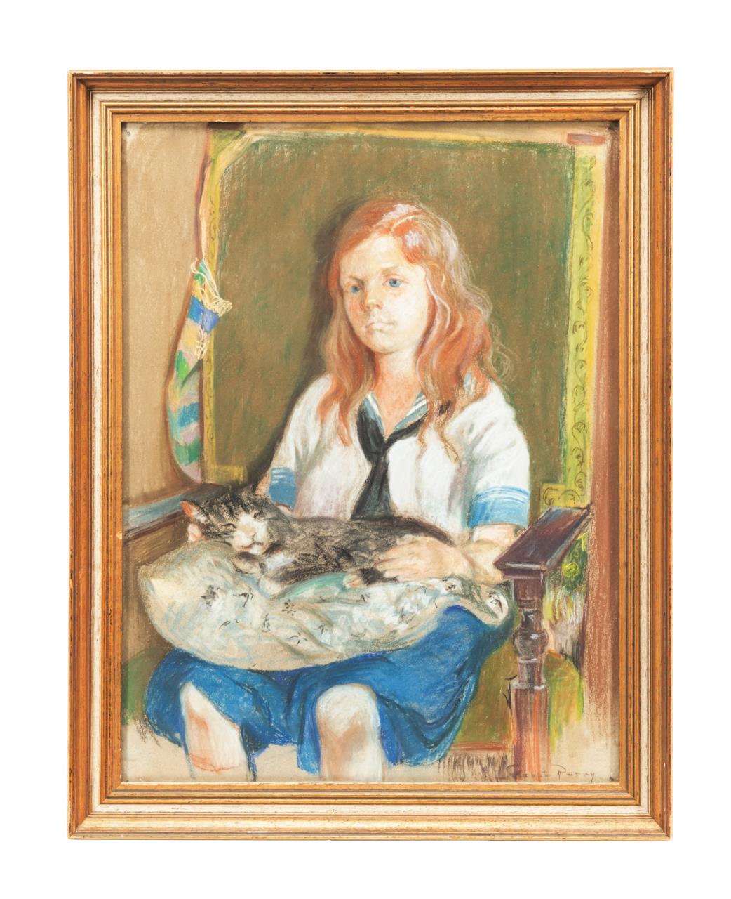 LILLA C. PERRY, DAUGHTER WITH CAT,