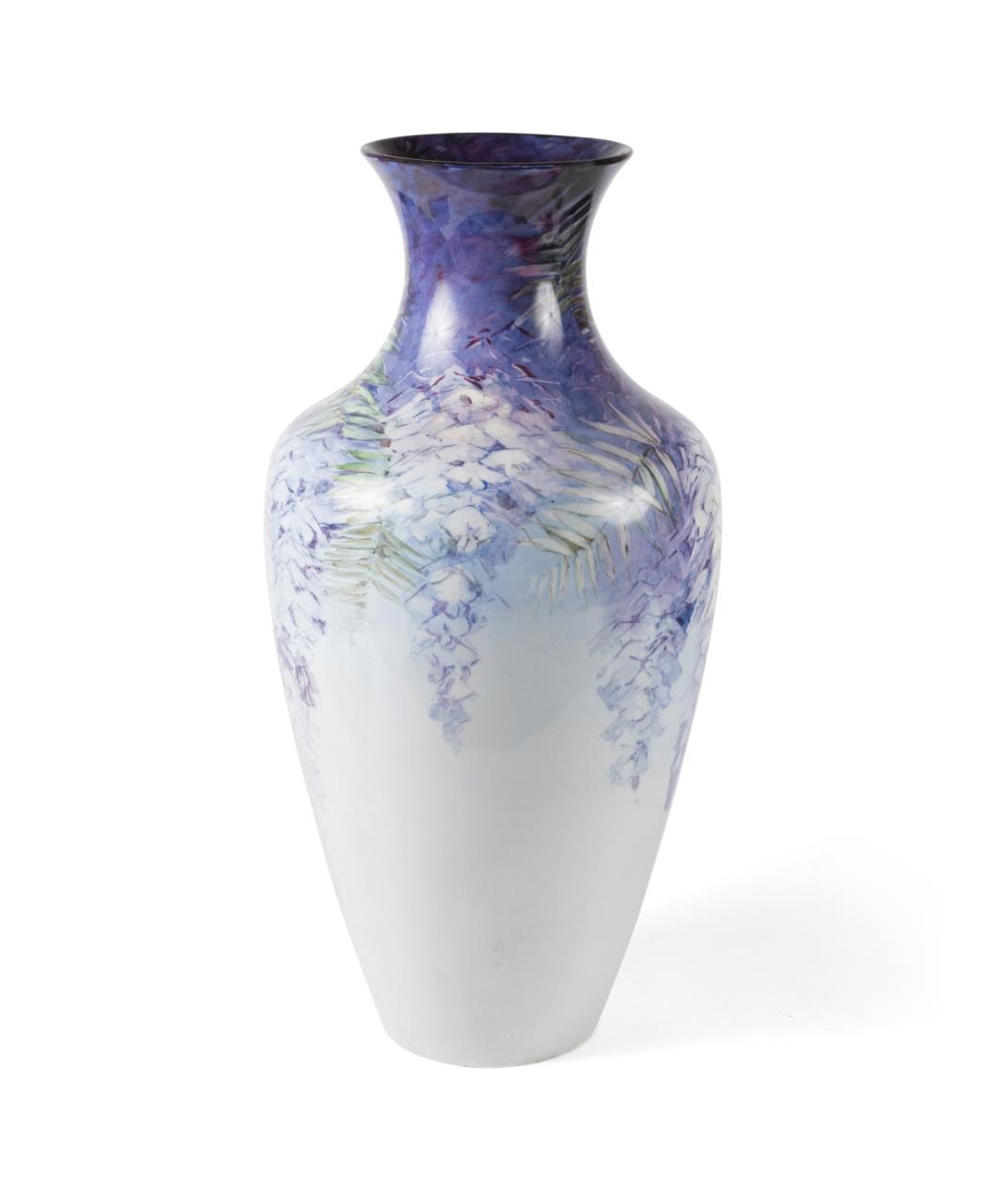 LARGE LENOX PURPLE WISTERIA VASE,