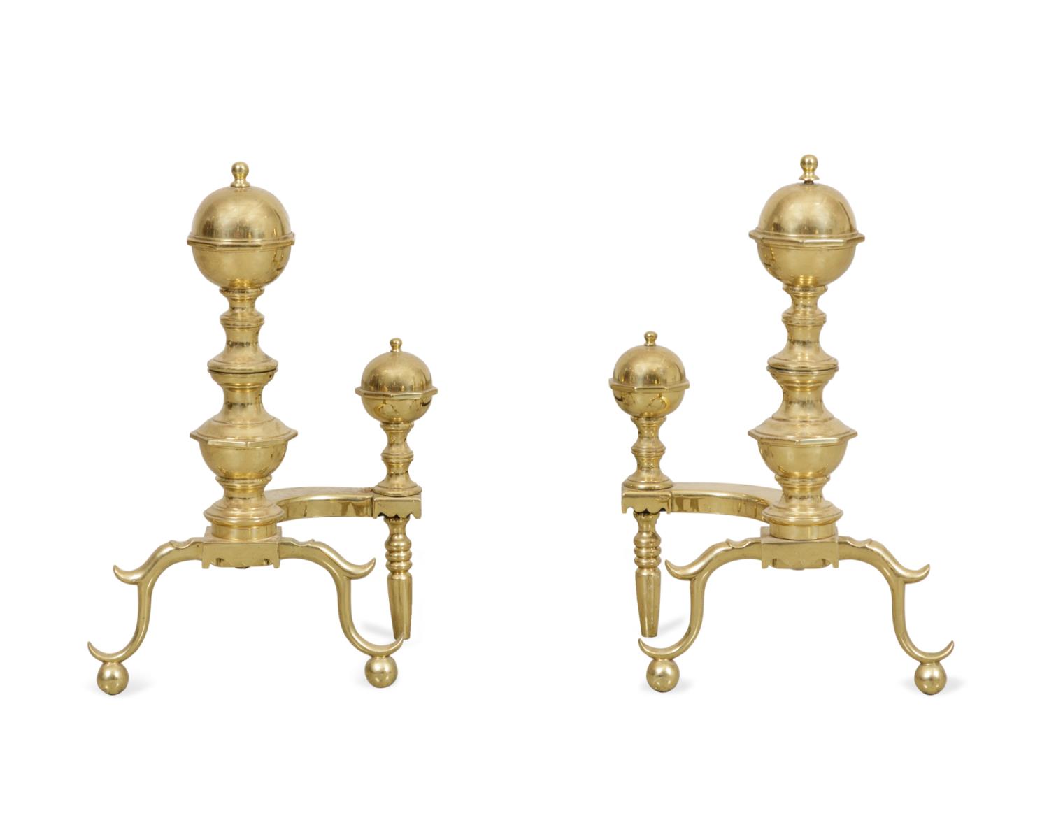 PAIR ENGLISH GEORGIAN STYLE BRASS