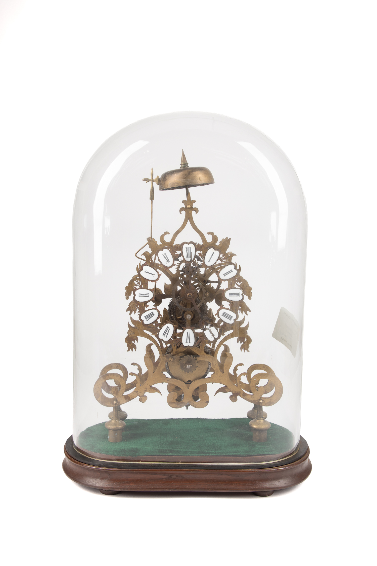 ENGLISH SKELETON CLOCK UNDER GLASS