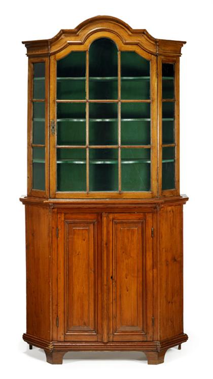 Dutch walnut corner display cabinet