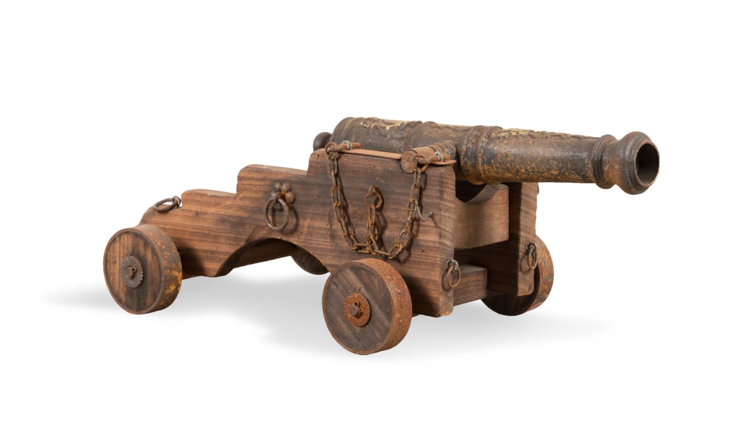 CAST IRON & WOOD MODEL OF A SIGNAL CANNON