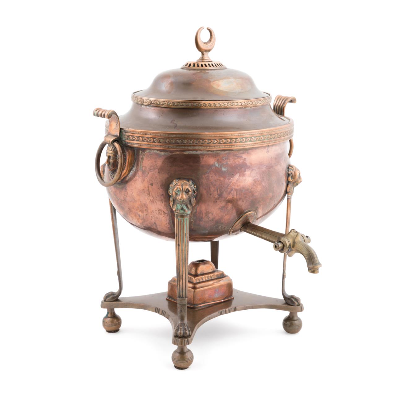 REGENCY EGYPTIAN REVIVAL COPPER SAMOVAR,