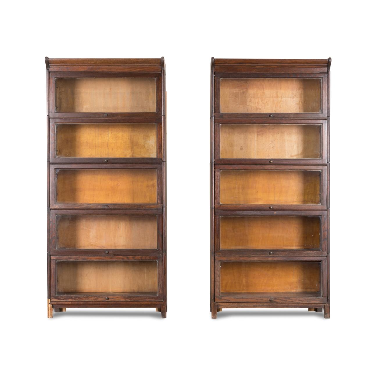 PAIR ENGLISH OAK BARRISTER BOOKCASE 2f9707