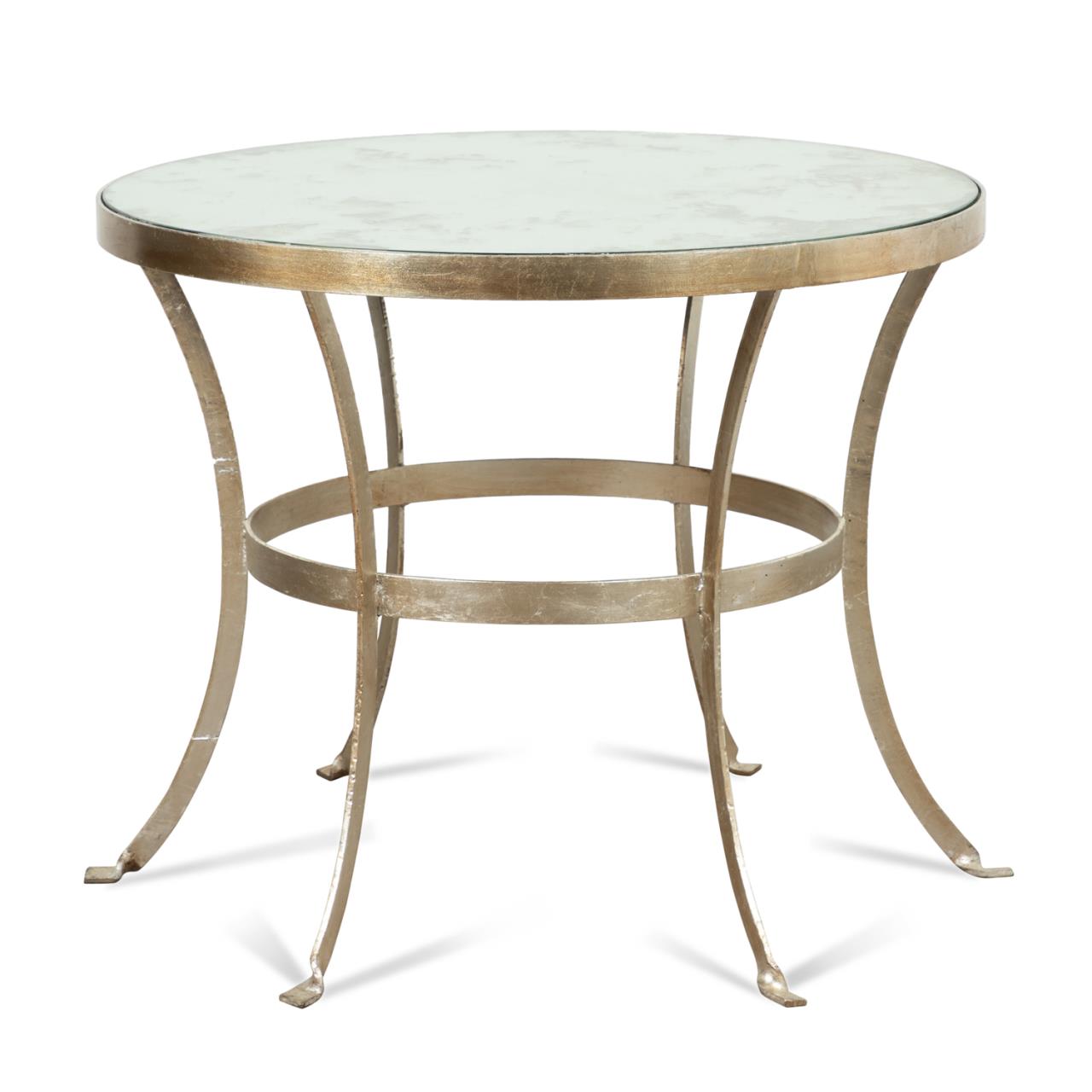 SILVERED GUERIDON TABLE WITH MIRRORED