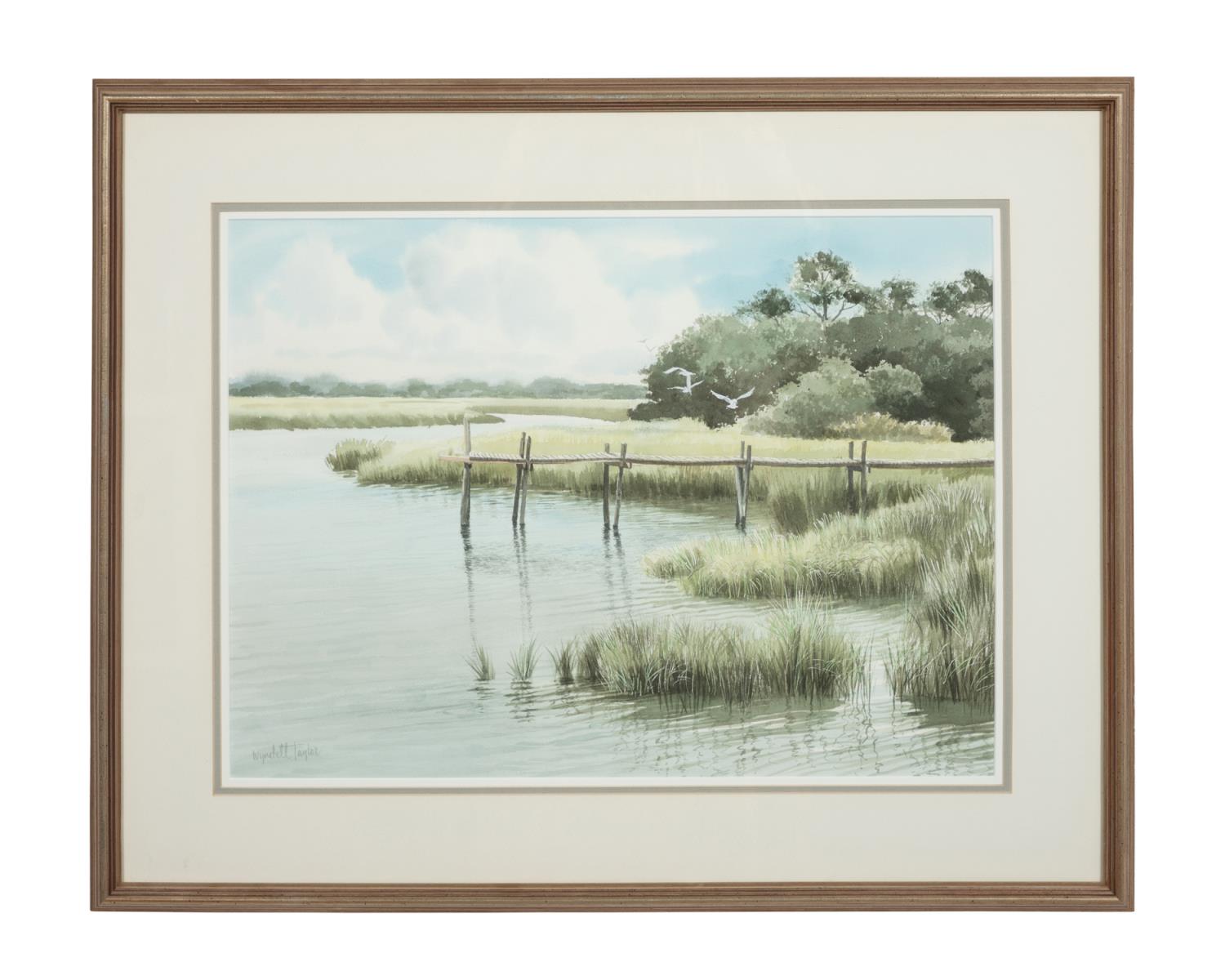 WYNDELL TAYLOR DOCK SCENE WATERCOLOR 2f9727