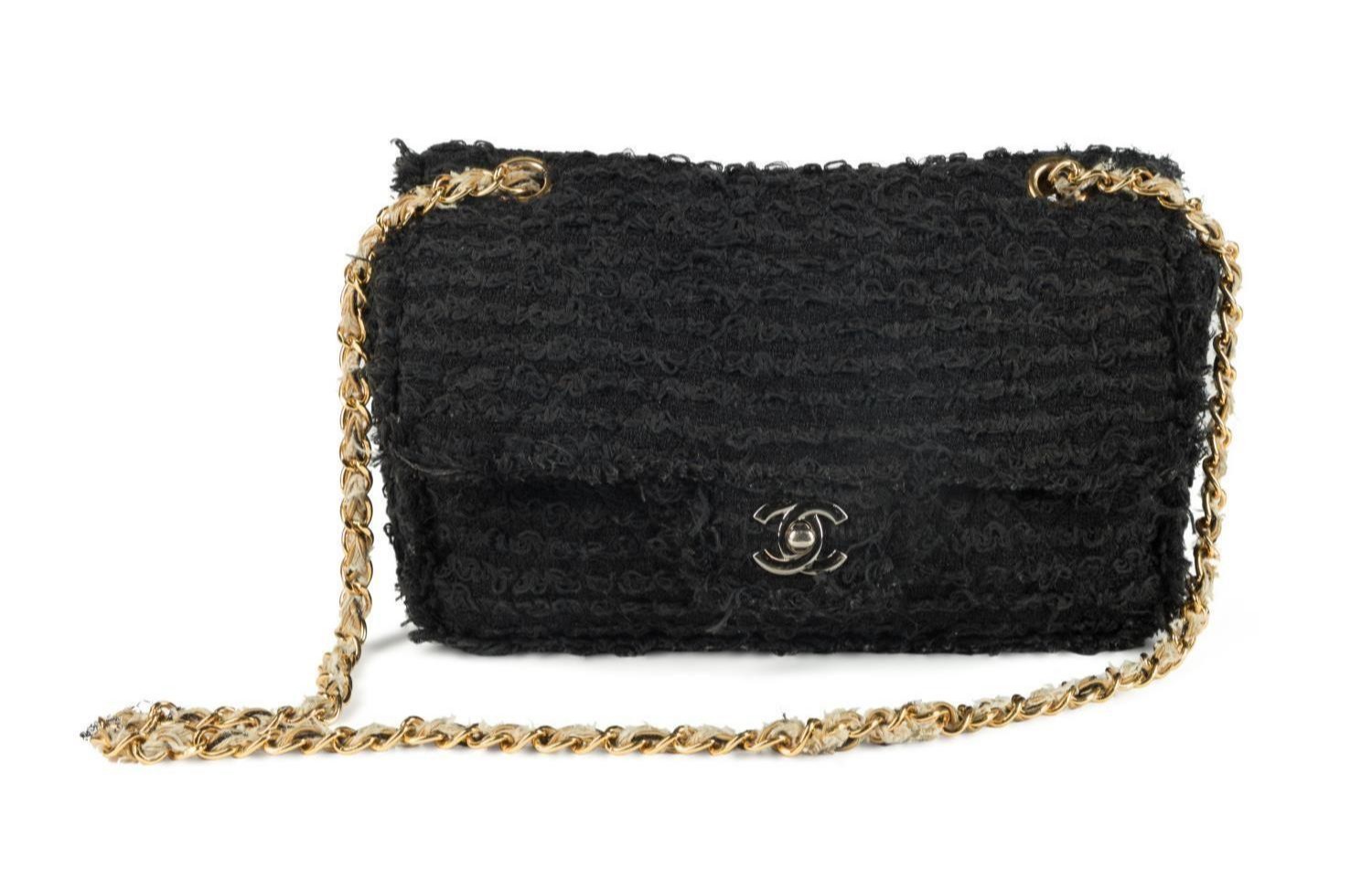 CHANEL FRANCE BLACK BOUCLE TWEED