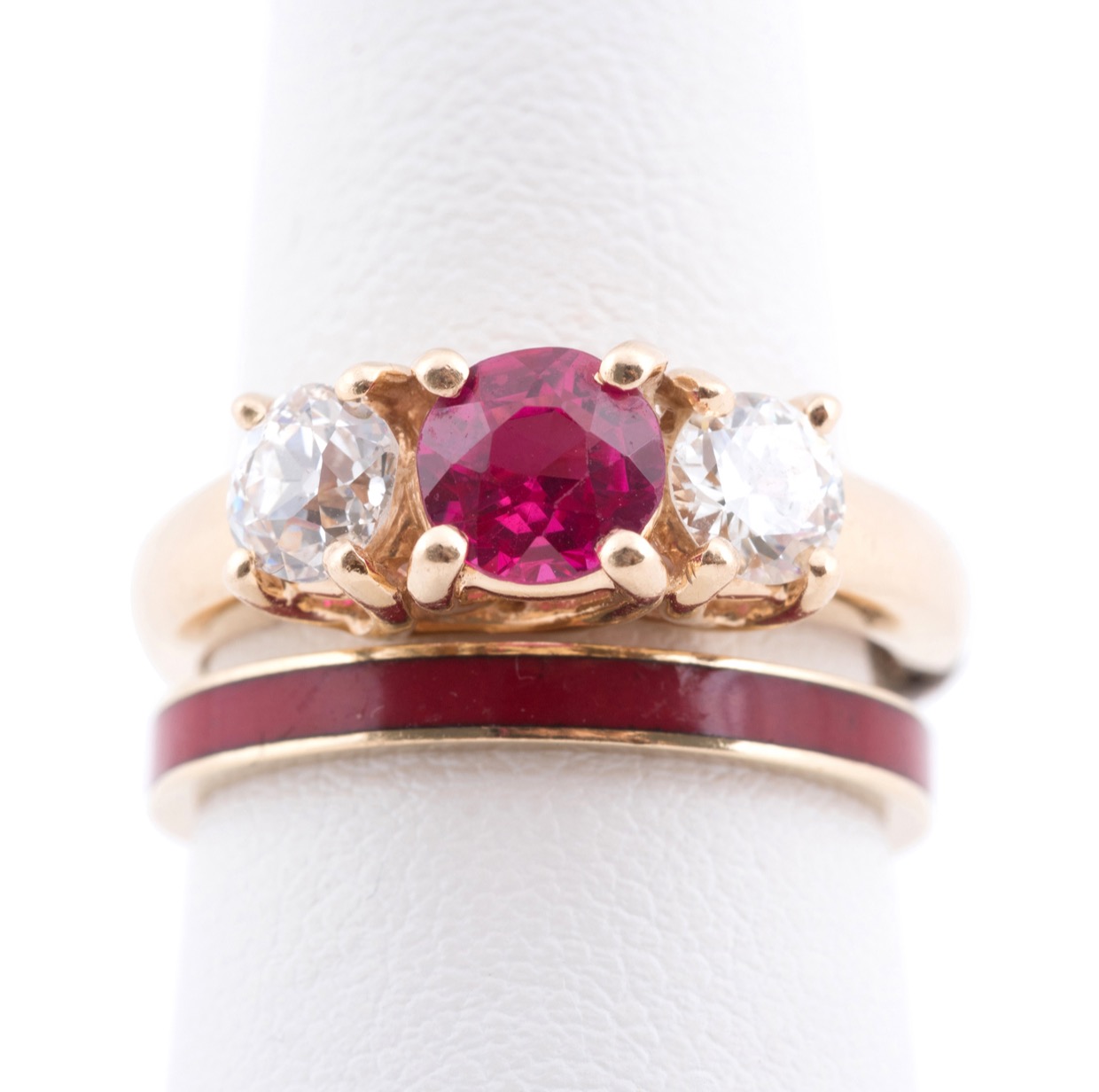 TWO YELLOW GOLD RUBY DIAMOND  2f9808