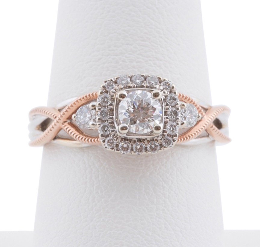 14K WHITE ROSE GOLD DIAMOND HALO 2f982b