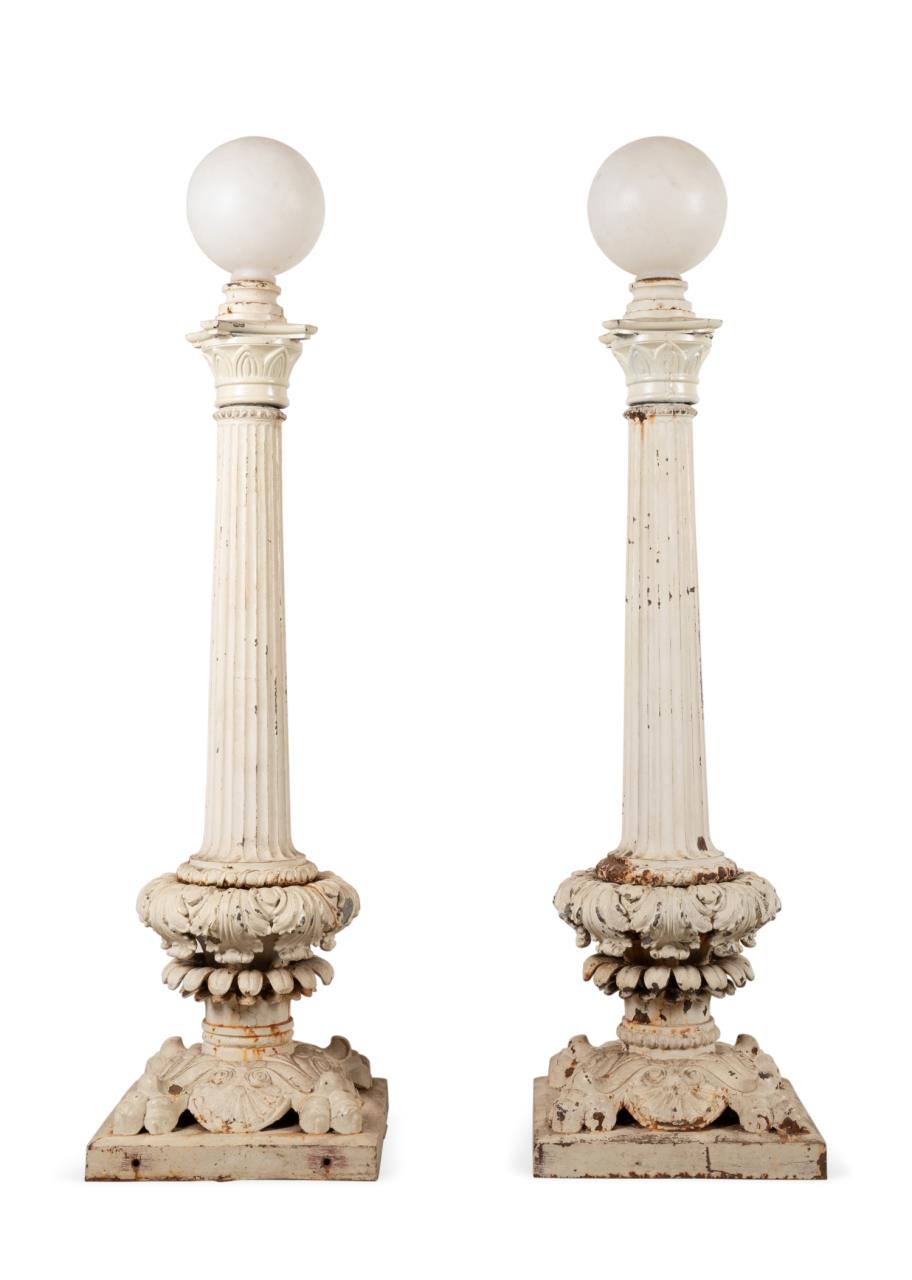 PAIR CLASSICAL REVIVAL IRON STREET LIGHTS,