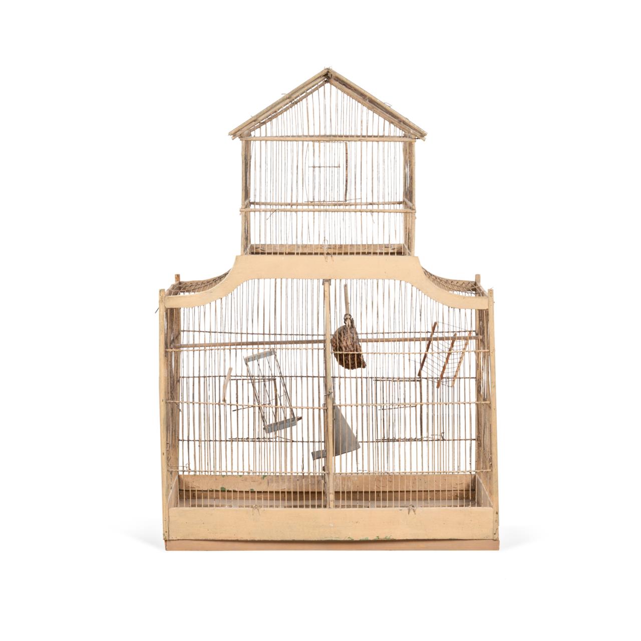 VINTAGE ARCHITECTURAL WOOD & METAL BIRDCAGE