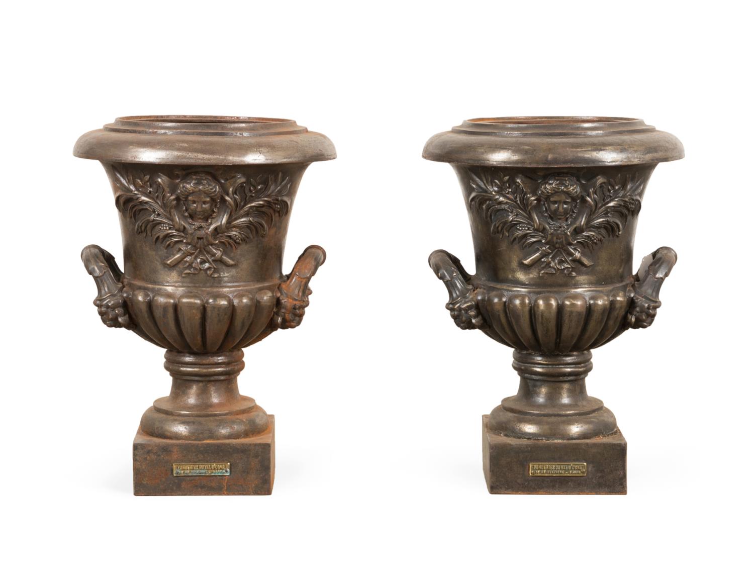 PAIR FRENCH BRONZED CAST IRON GARDEN