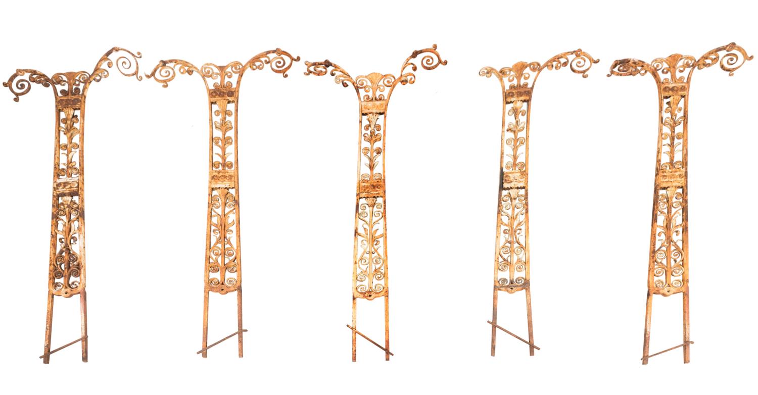 FIVE FRENCH WROUGHT IRON GAZEBO