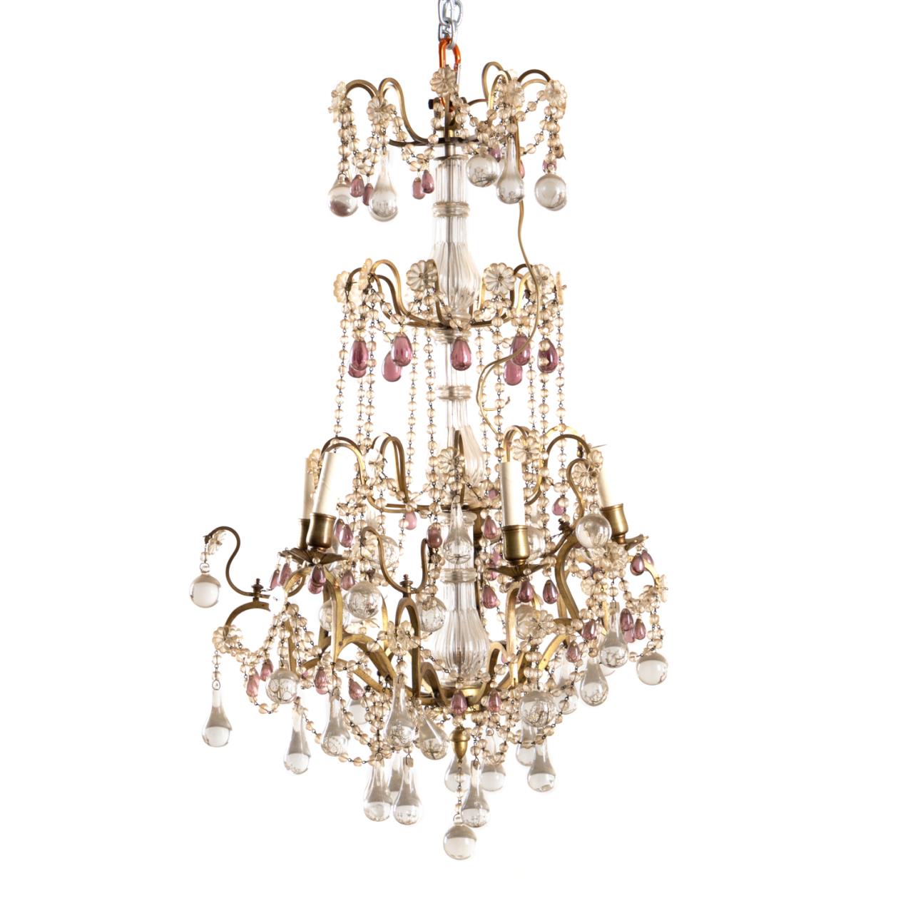 LOUIS XV STYLE BRONZE GLASS CHANDELIER 2f98be