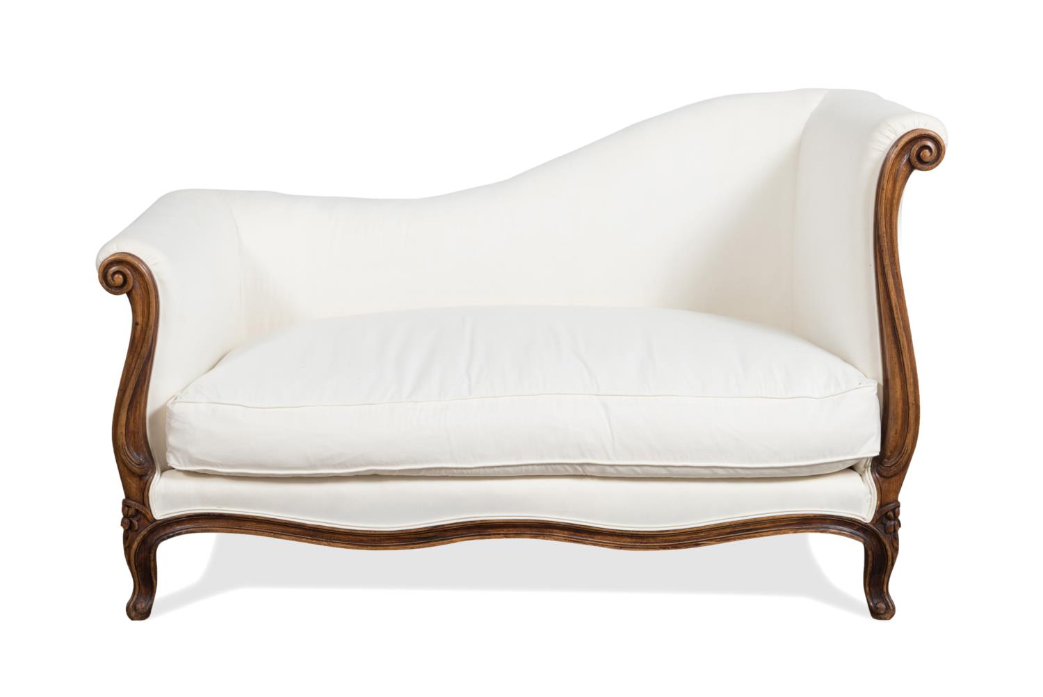 FRENCH LOUIS XV STYLE WHITE UPHOLSTERED