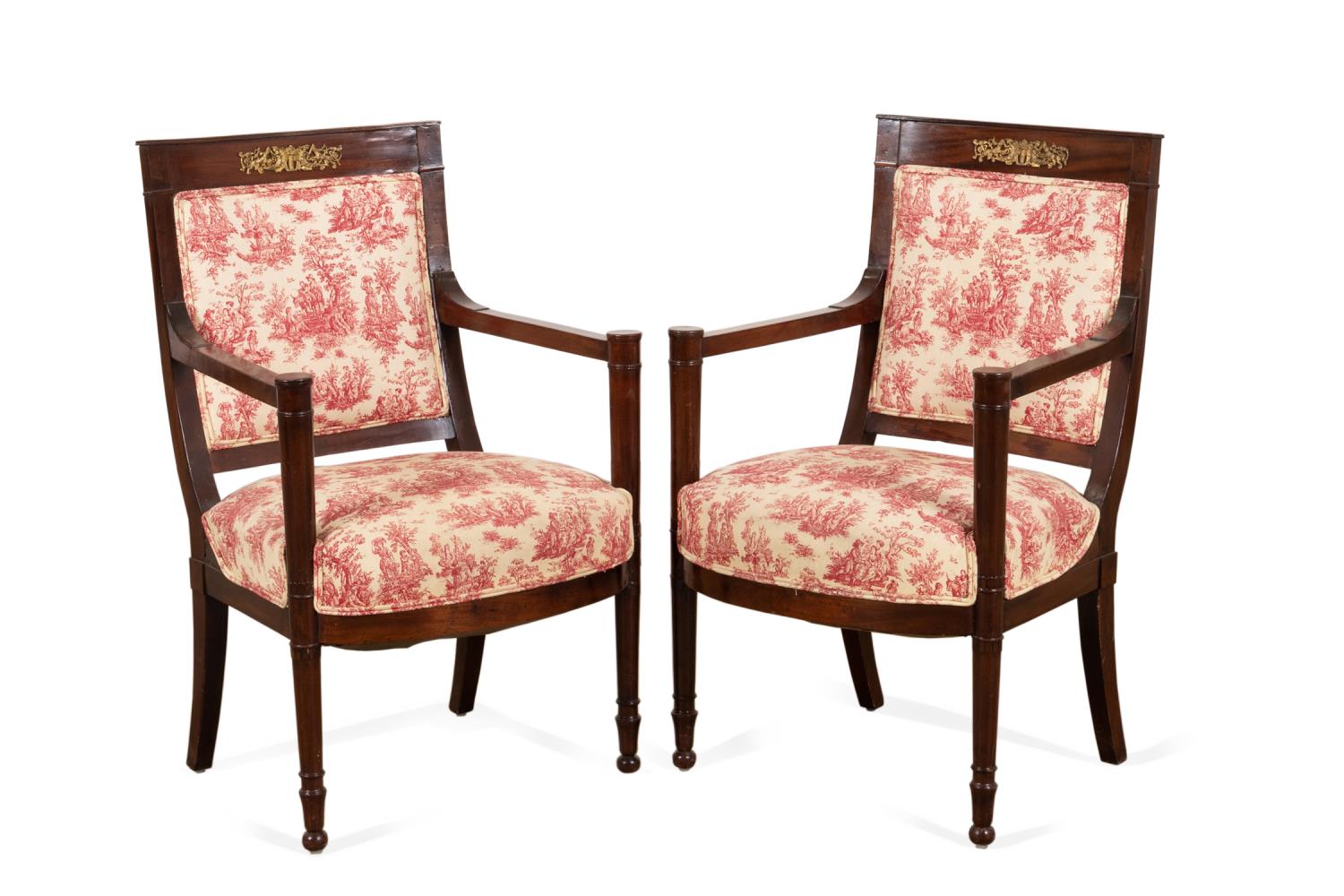 PAIR FRENCH EMPIRE STYLE ARMCHAIRS,