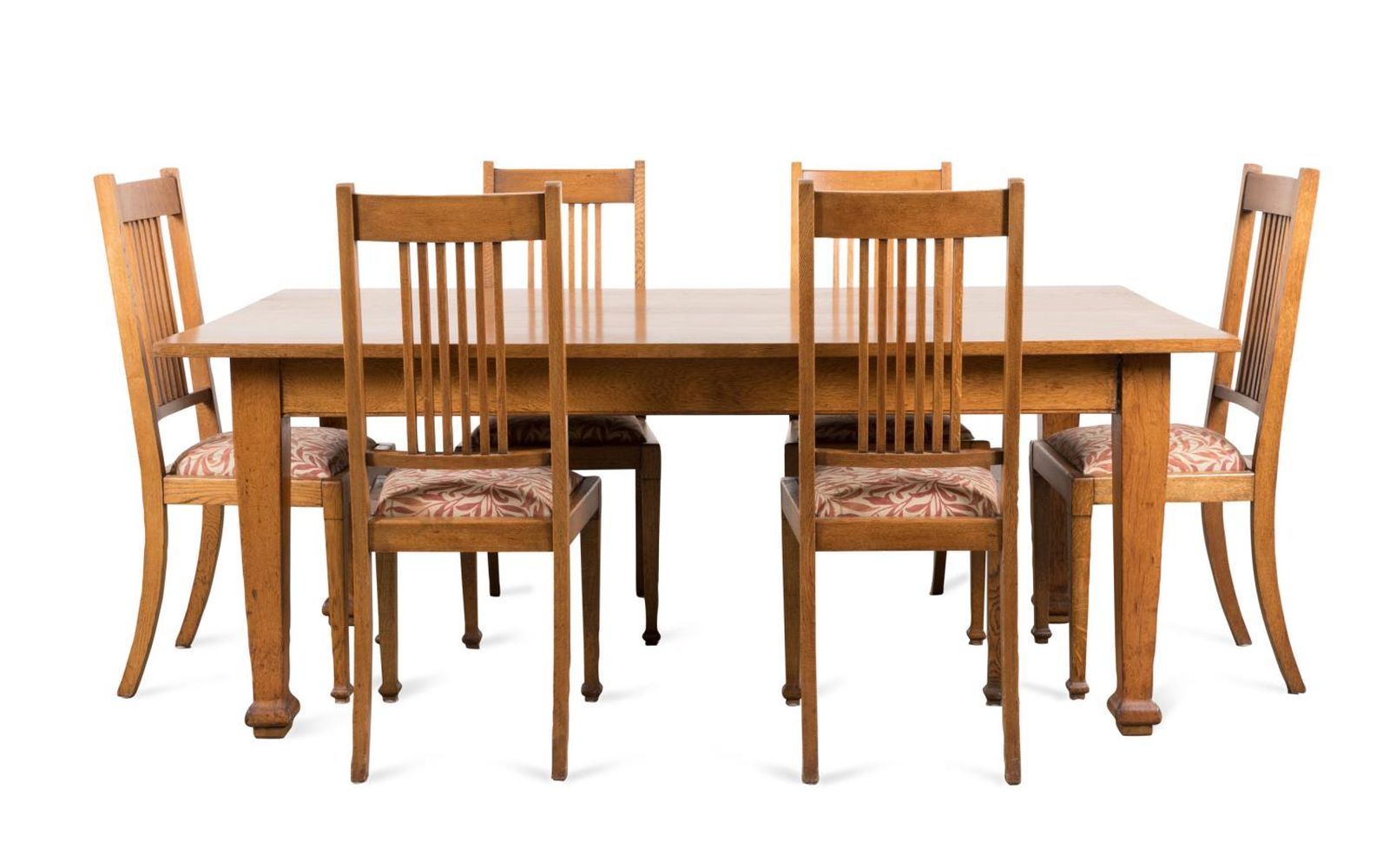 7PC ARTS & CRAFTS OAK DINING ROOM SET,