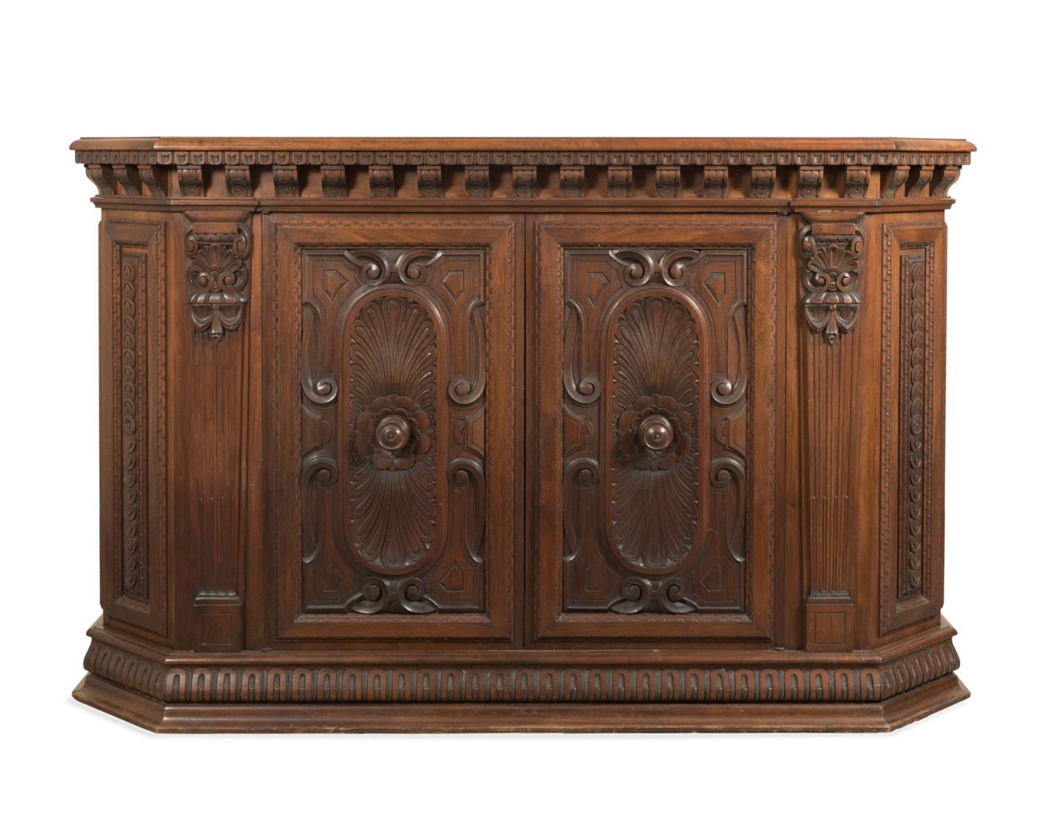 ITALIAN BAROQUE STYLE WALNUT CREDENZA