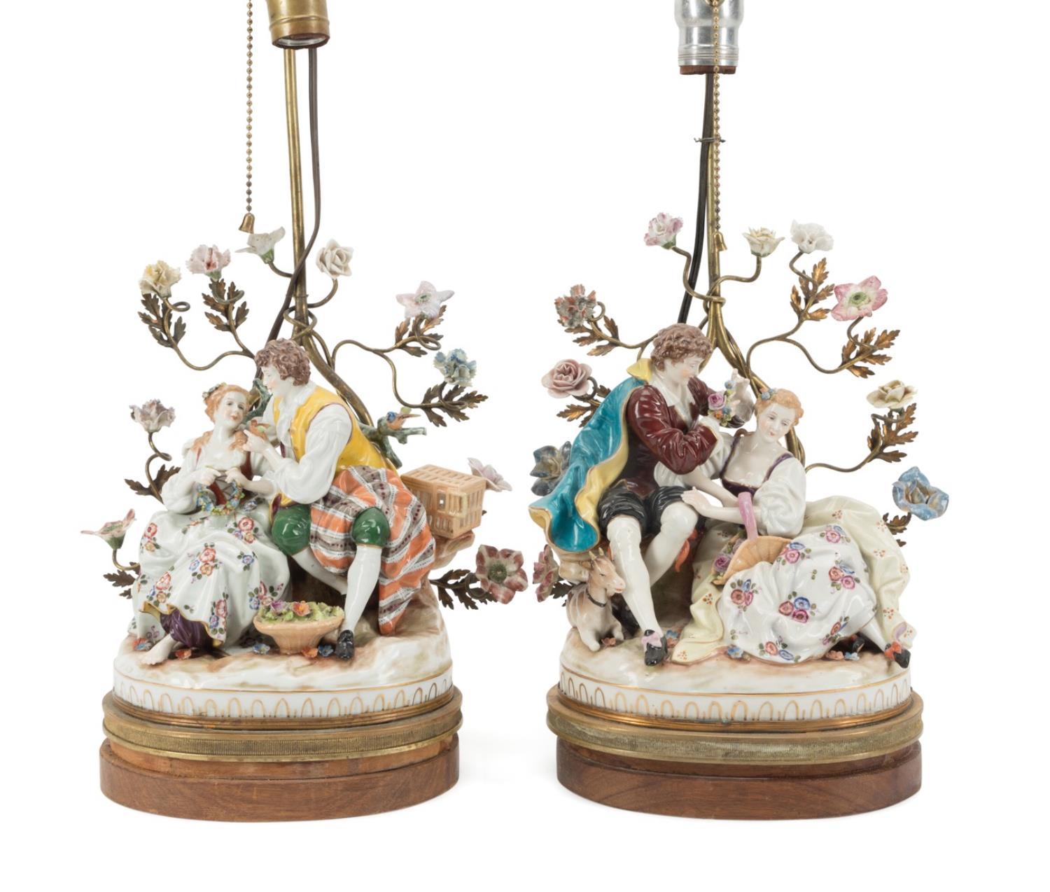 PR PORCELAIN COURTING FIGURINES MOUNTED