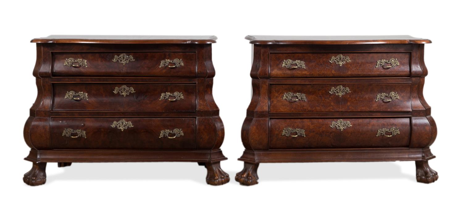 PAIR DUTCH STYLE BOMBE WALNUT VENEER 2f999b