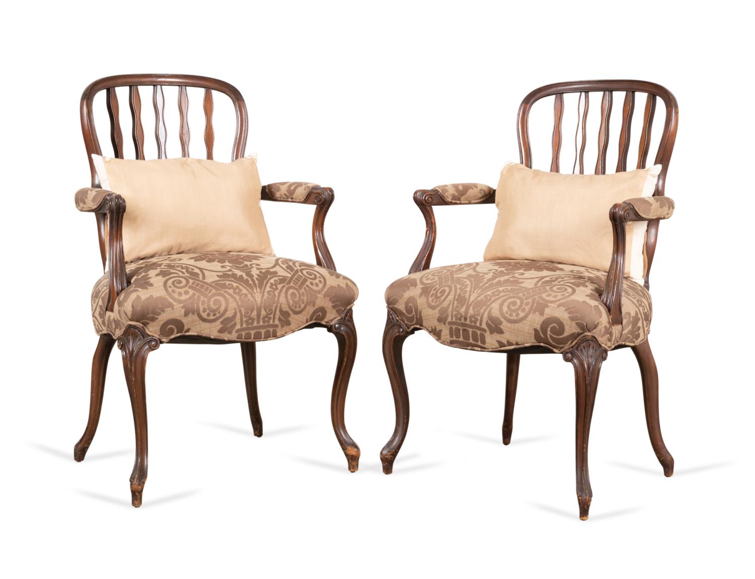 PAIR BAKER MAHOGANY ARMCHAIRS WITH 2f9a02