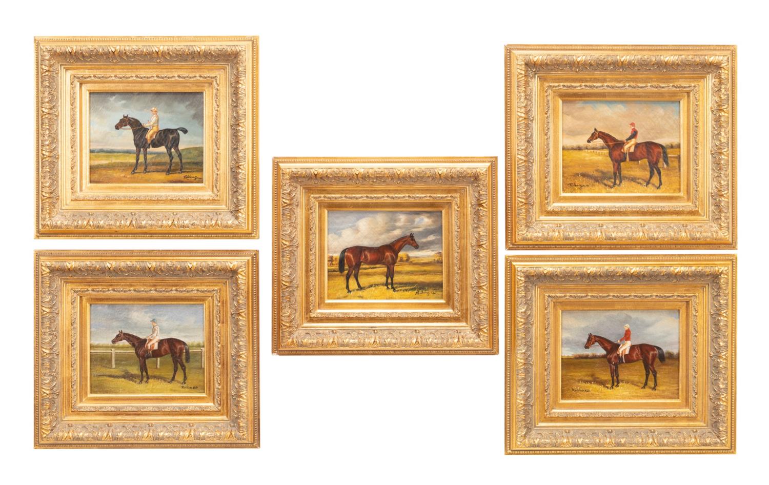 5 GILT FRAMED ENGLISH SCHOOL EQUESTRIAN 2f99fd