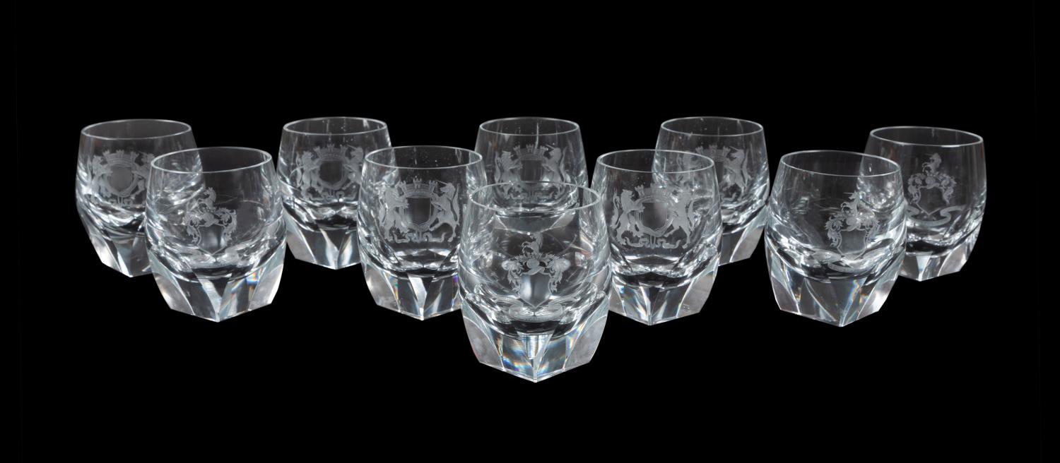 10PC MOSER ARMORIAL CRYSTAL DOUBLE