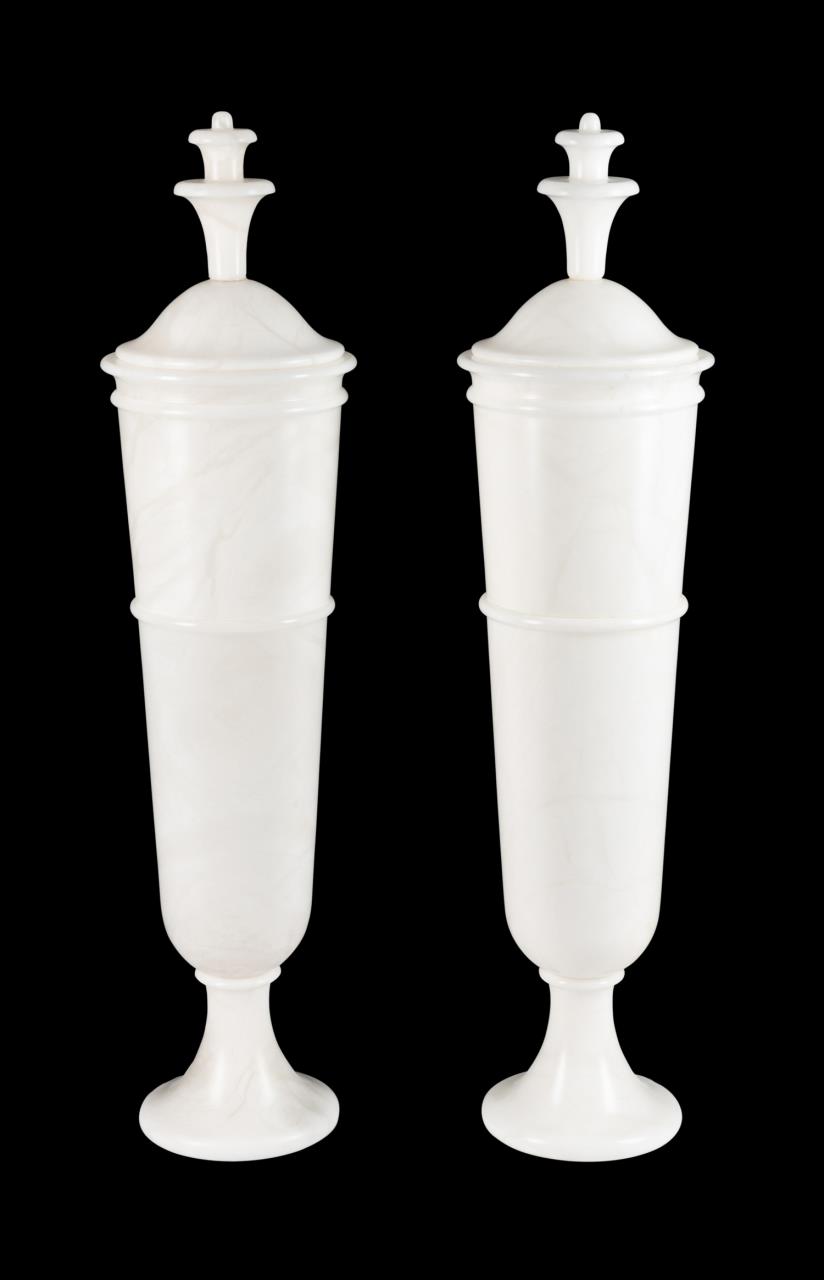 PAIR ITALIAN ALABASTER LIGHTED