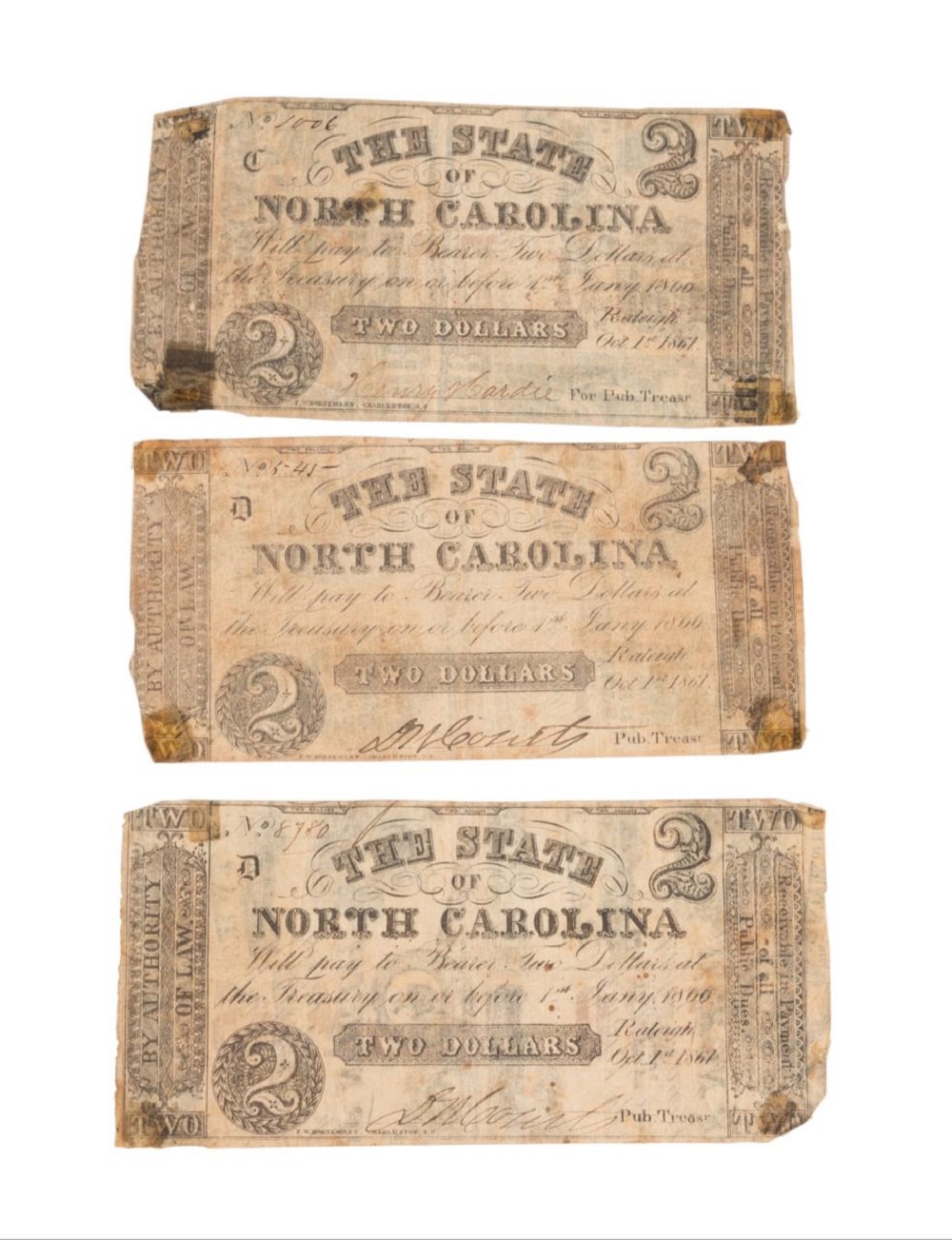 3PCS STATE OF NORTH CAROLINA 2 2f9ad5