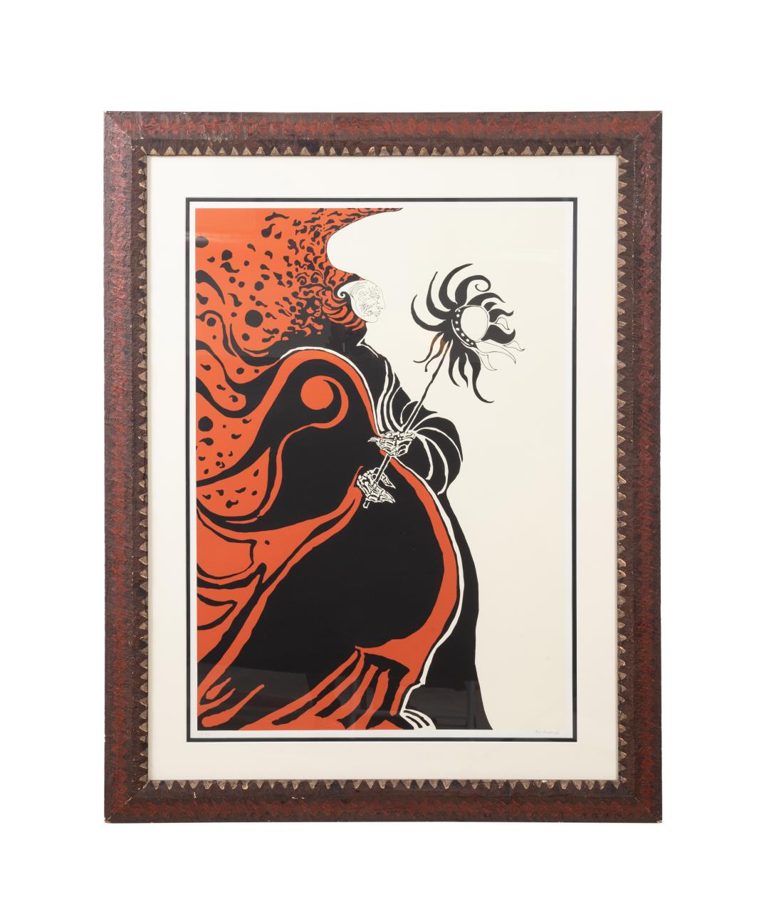 BEN SMITH RED SHAMAN FRAMED LITHOGRAPH