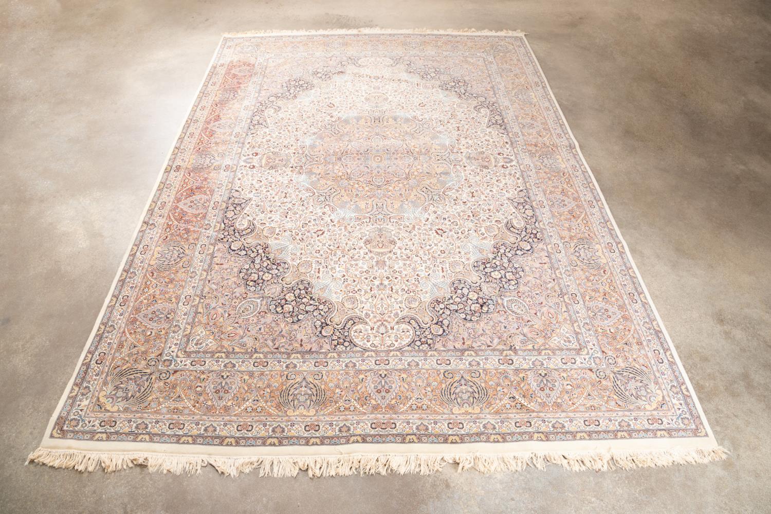 HAND KNOTTED WOOL INDO-TABRIZ CARPET,