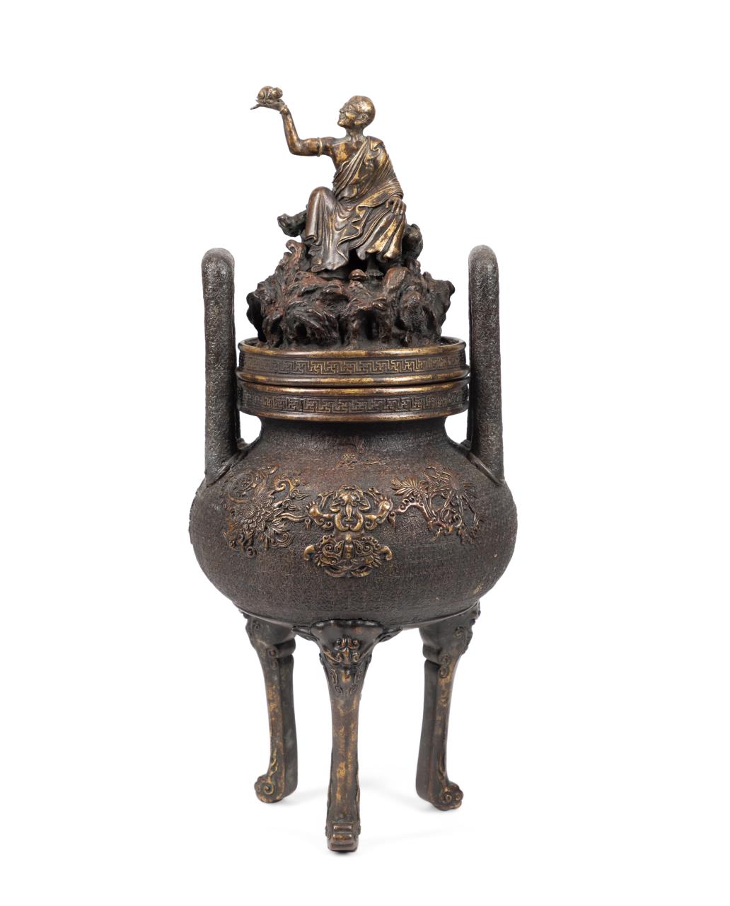 JAPANESE BRONZE FIGURAL KORO OR