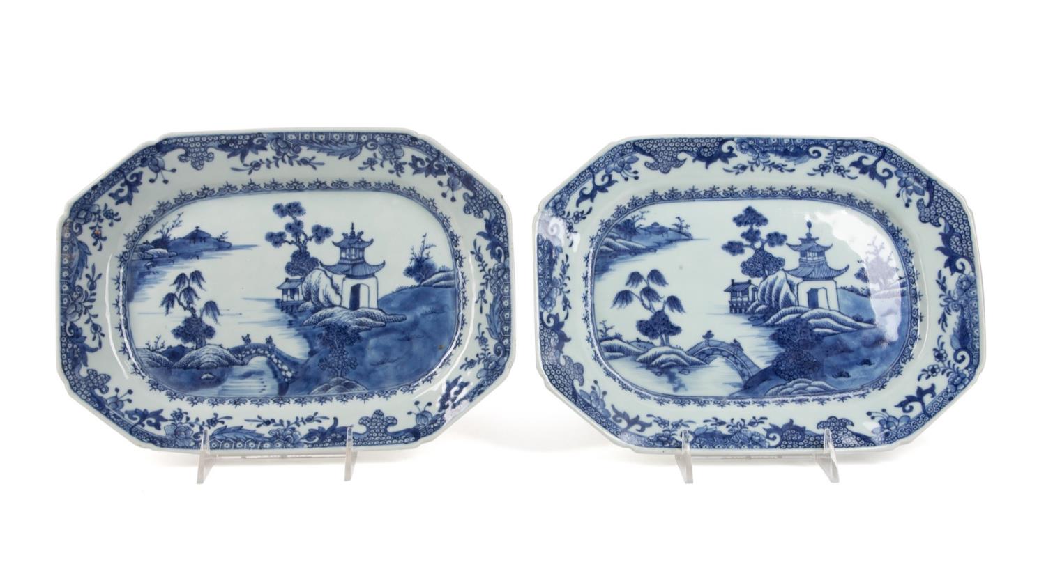 PAIR CHINESE BLUE WHITE PLATTERS 2f9b73