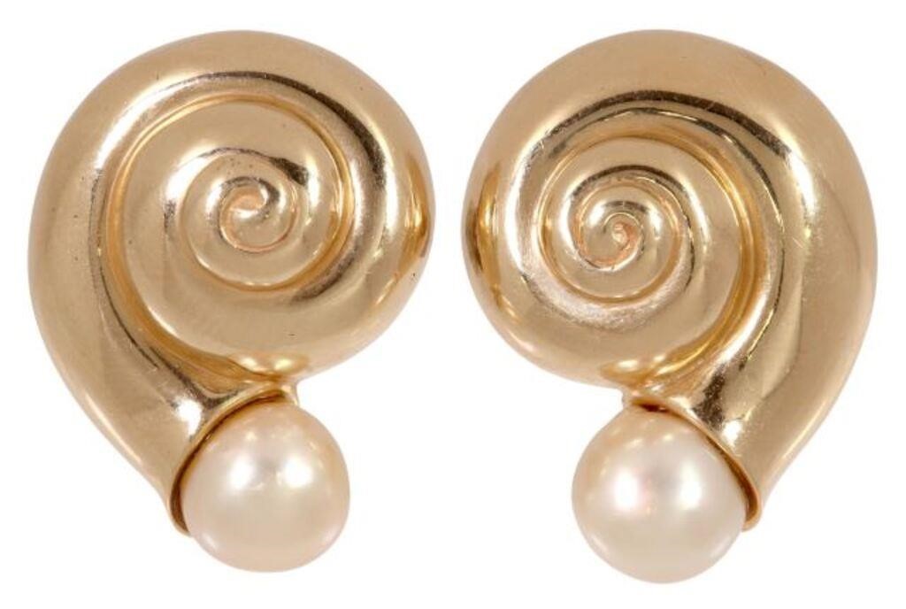 ESTATE 14KT GOLD & PEARL NAUTILUS