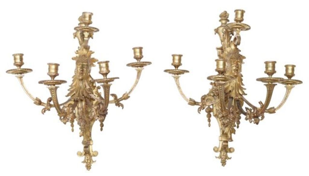 (2) LOUIS XVI STYLE GILT BRONZE