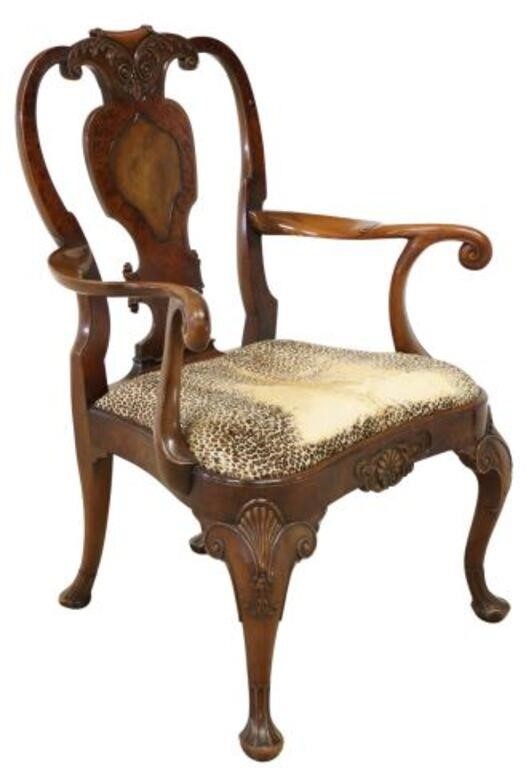 QUEEN ANNE STYLE BURLWOOD ARMCHAIRQueen