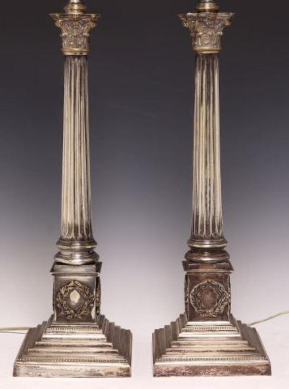 2) SILVERPLATE CORINTHIAN COLUMN